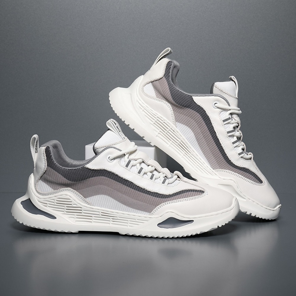 Men's Fashion Summer Breathable Mesh Shoes Leather Casual Sneakers