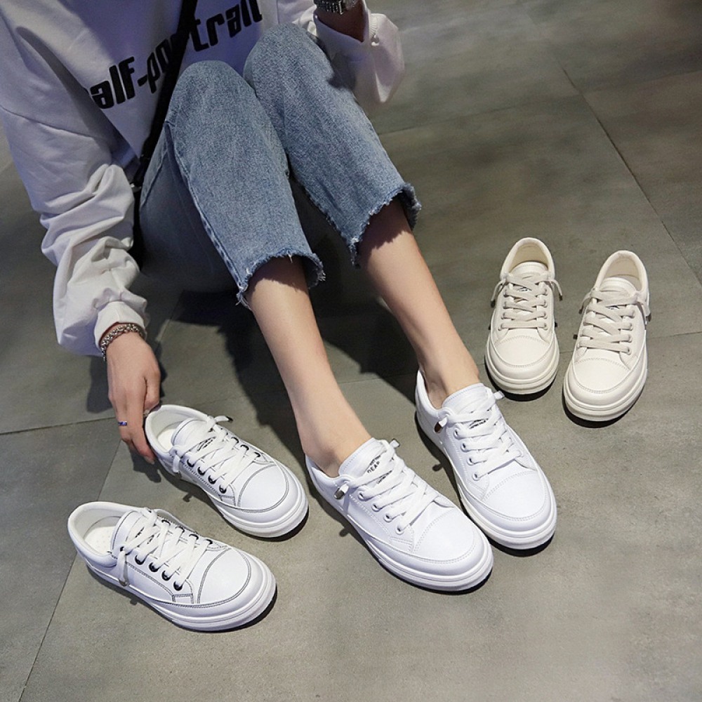 Breathable White Shoes Women's Spring And Summer New Student Running Elastic Flat Shoes