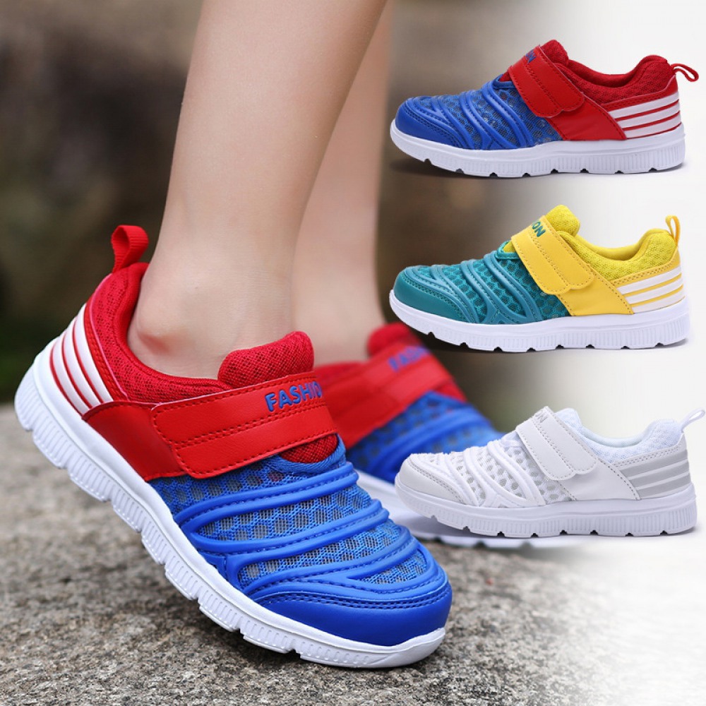 Summer New Single Mesh Children's White Hollow School Sports Shoes