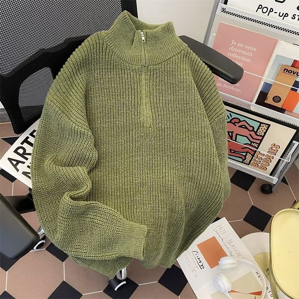 Half-zip Turtleneck Sweater for Men All-match Casual Style