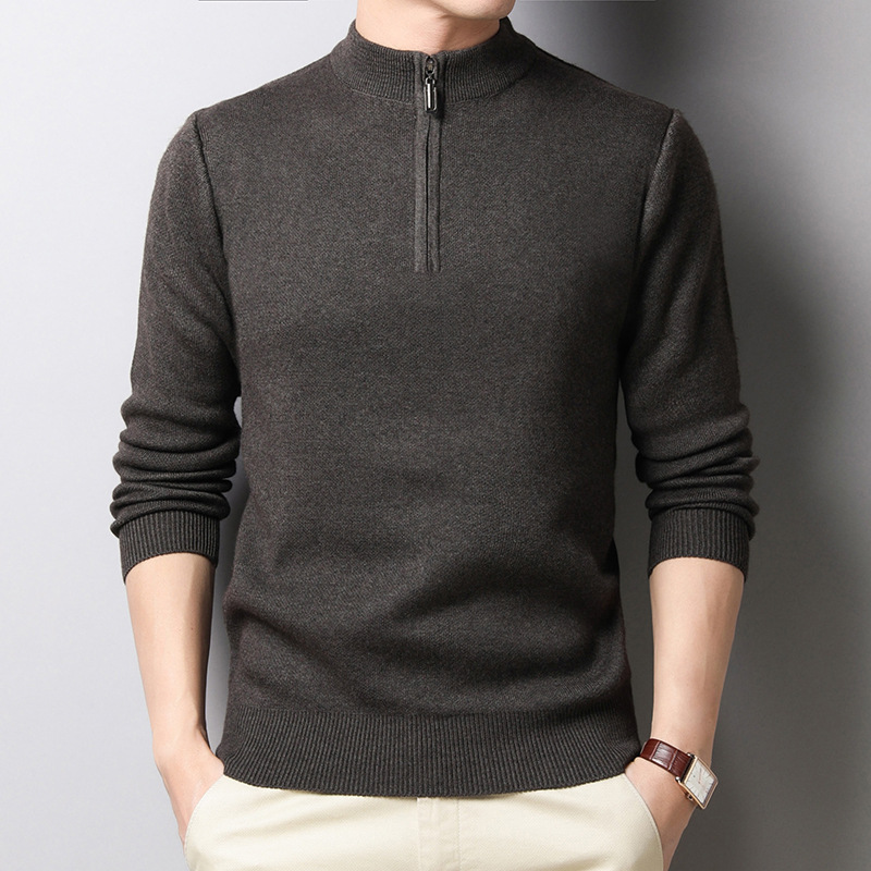 Men's Stylish Long-Sleeved Half-Zip Casual Knit Sweater
